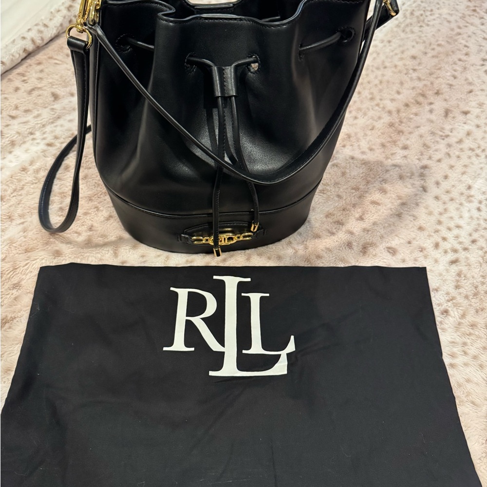 Ralph Lauren Black Leather Bucket Bag